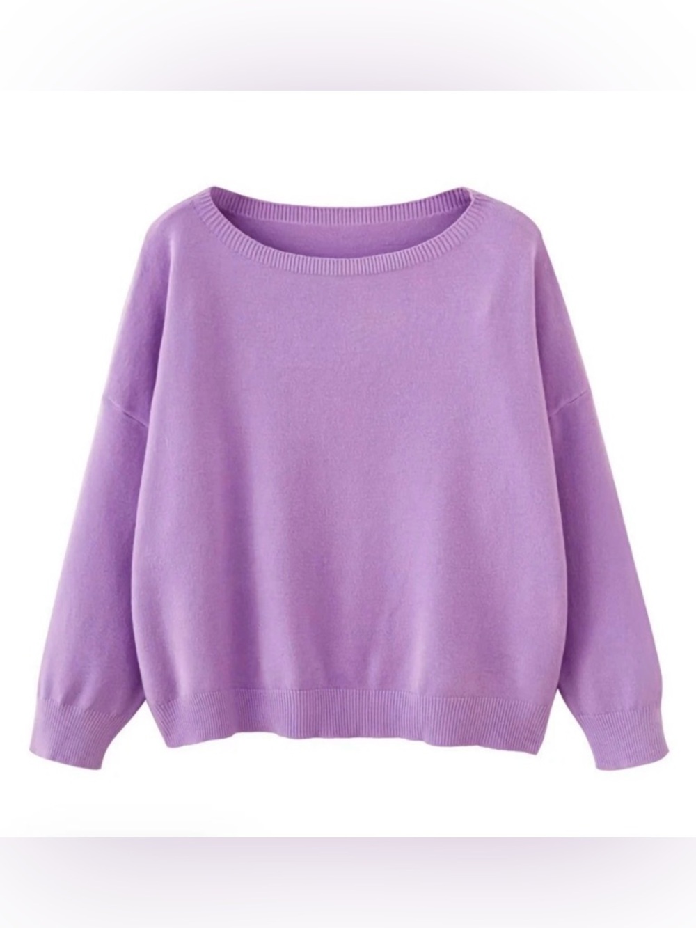 NWOT~ Women’s Drop Shoulder Boat Neck Sweater~ Purple~ M